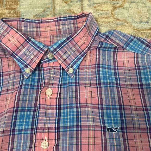Vineyard Vines Classic Check Button Down Whale Shirt size Large - Picture 2 of 4